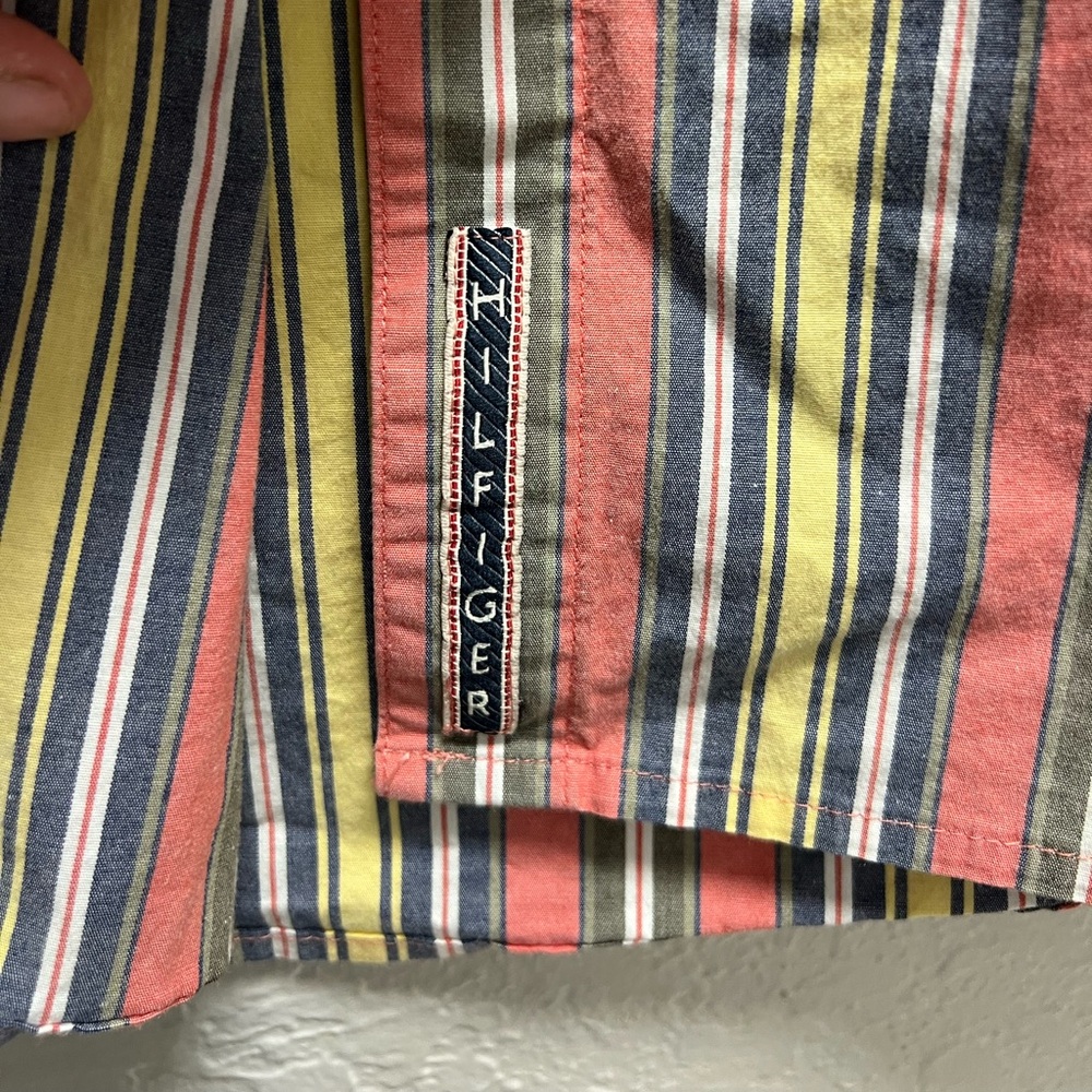 Vintage Tommy Hilfiger Women's Striped Boxy Button Down Shirt, Y2K, Size XL - Picture 5 of 6